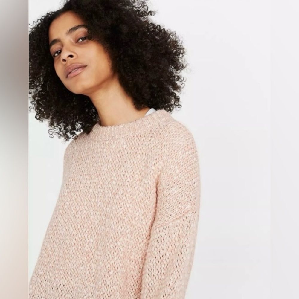 Madewell Light Pink Cotton Wool & Alpaca Blend Crewneck Oversized Baez Sweater - Picture 3 of 10